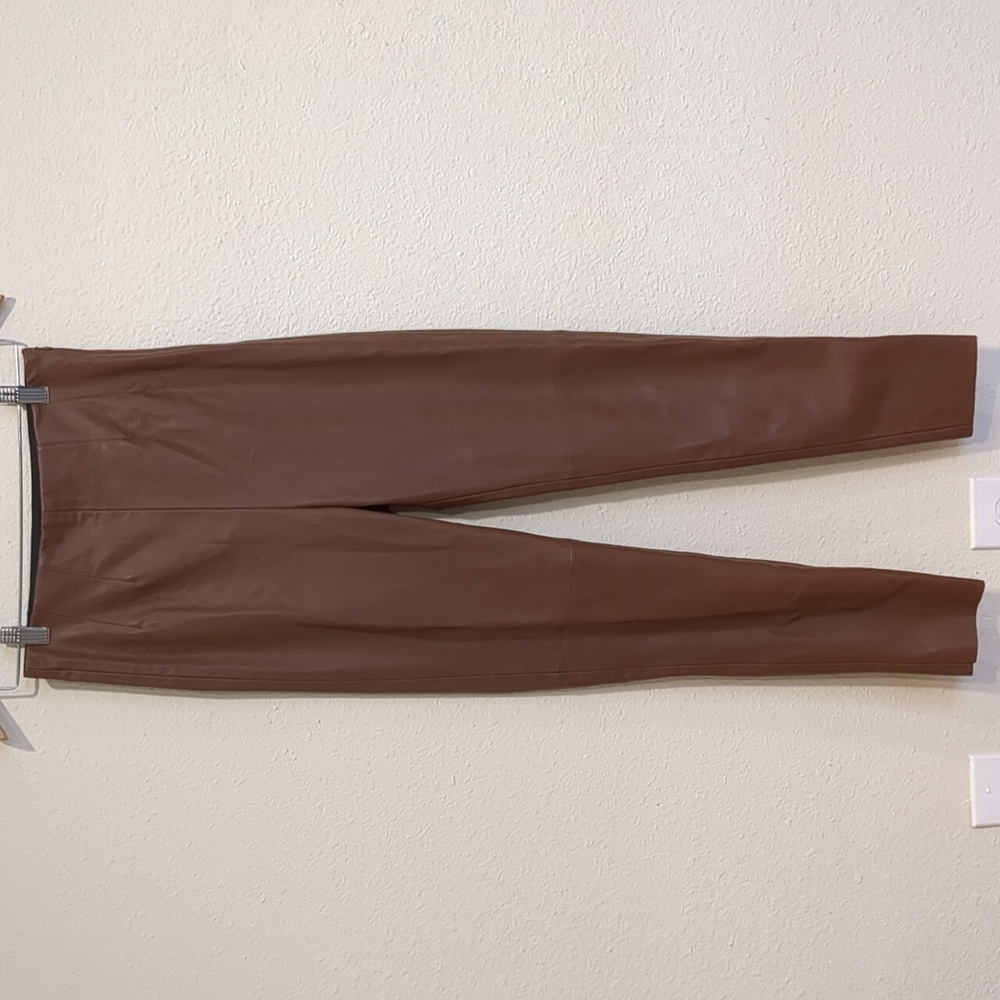 ZARA Brown Faux Leather High Waisted Leggings Size Small